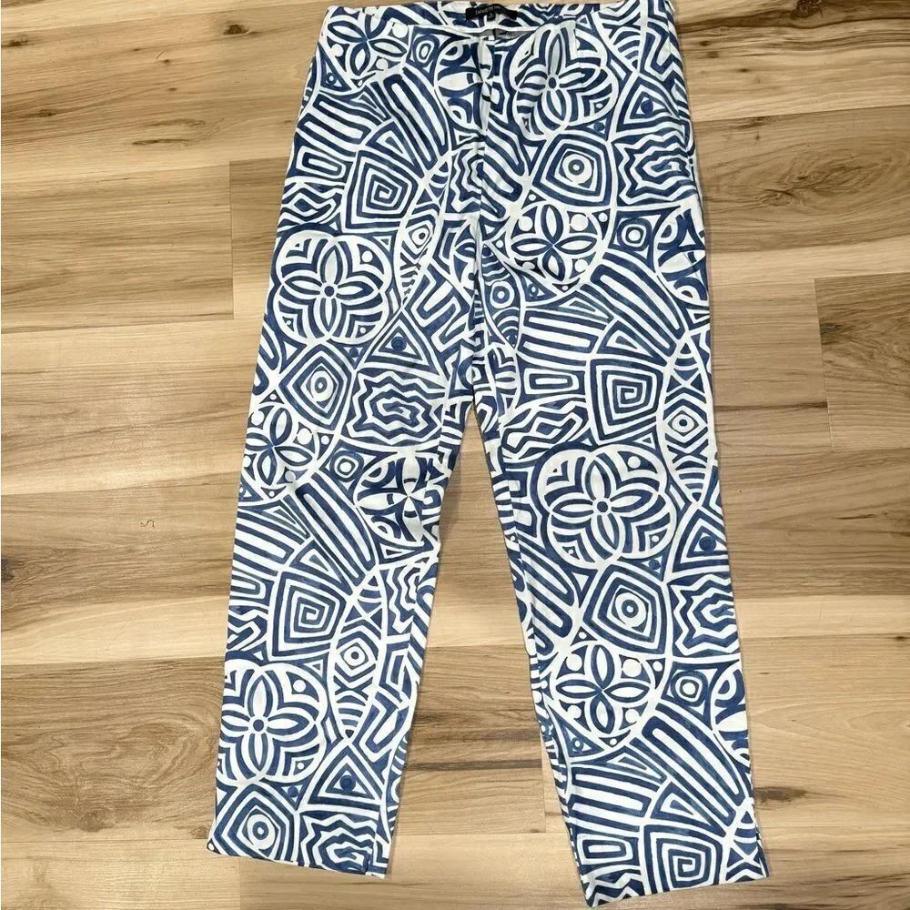 Lafayette 148 White Blue Bohemian Pants Slacks Women’s 6